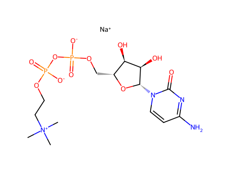 Công thức cấu tạo Citicoline Sodium (CDP-Choline natri) – nguyên liệu thực phẩm C14H25N4NaO11P2