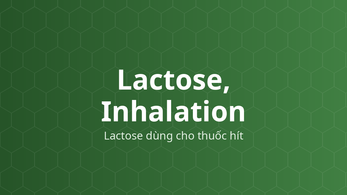 Lactose, Inhalation (Lactose dùng cho thuốc hít) – Chất mang bột hít khô