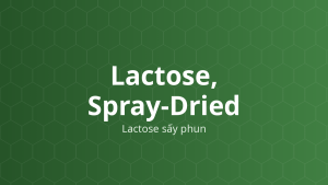 Lactose, Spray-Dried (Lactose sấy phun) – Tá dược độn–dính dập thẳng