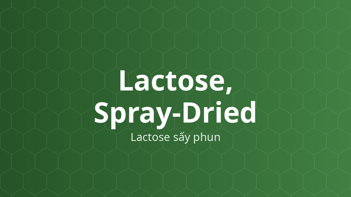 Lactose, Spray-Dried (Lactose sấy phun) – Tá dược độn–dính dập thẳng